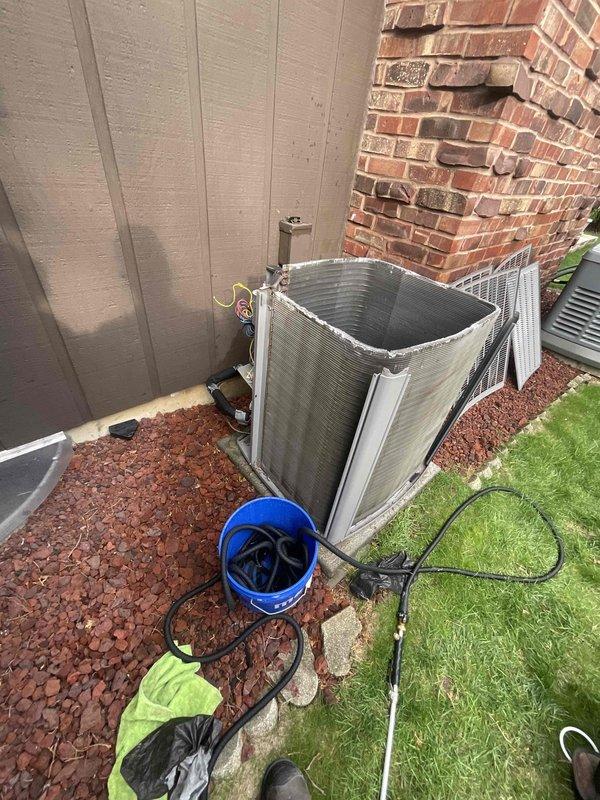 Completed comprehensive BFMA tune-up on 9-year-old residential air conditioning system, including full system inspection, performance testing, and semi-annual filter replacement. Serviced outdoor condenser unit positioned in side yard installation, performed coil cleaning, verified refrigerant levels, tested electrical components, and confirmed proper airflow and drainage. System operating within manufacturer specifications with all safety controls functioning correctly.