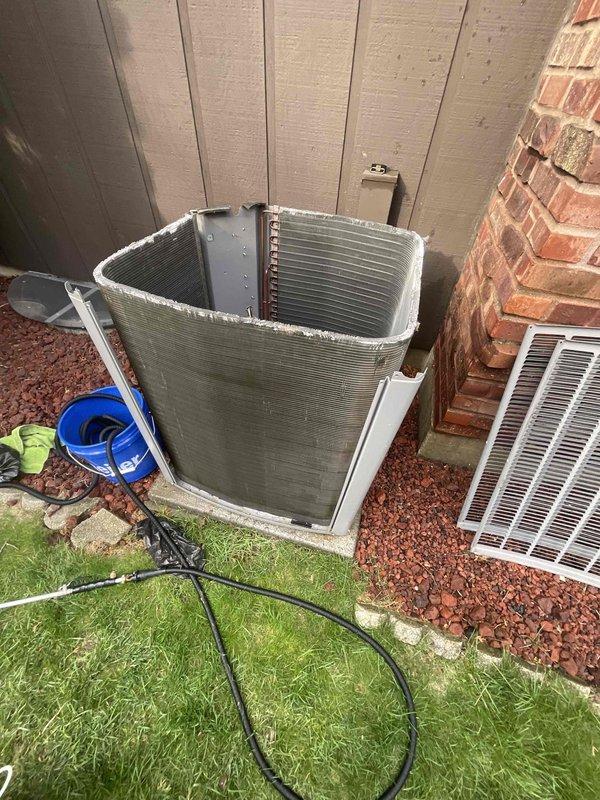 Completed comprehensive BFMA tune-up on 9-year-old residential air conditioning system, including full system inspection, performance testing, and semi-annual filter replacement. Serviced outdoor condenser unit positioned in side yard installation, performed coil cleaning, verified refrigerant levels, tested electrical components, and confirmed proper airflow and drainage. System operating within manufacturer specifications with all safety controls functioning correctly.