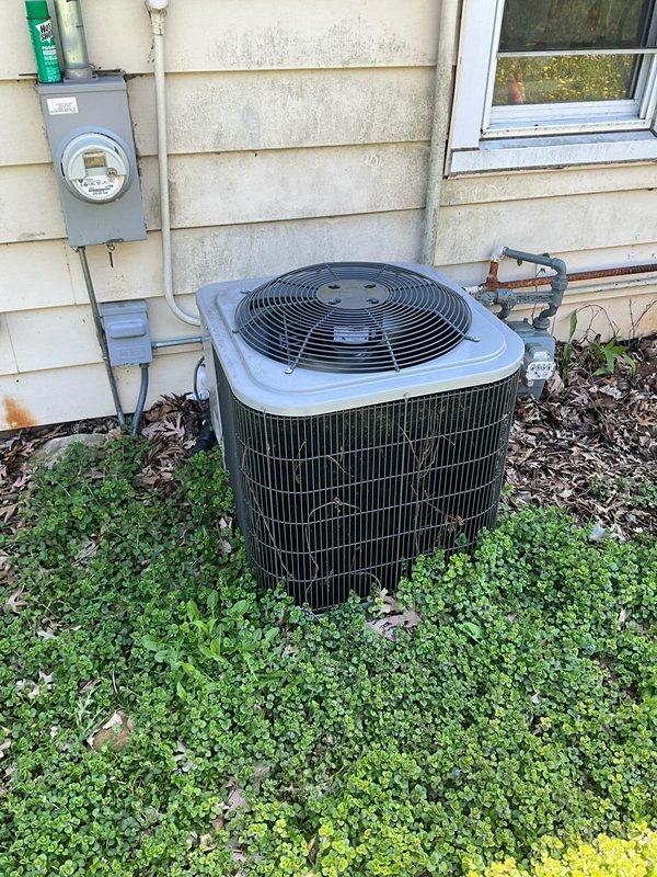 Completed comprehensive BFMA tune-up on 23-year-old outdoor HVAC condenser unit, including full system inspection, cleaning of coils and fins, refrigerant line check, and operational testing to ensure optimal performance. Unit is functioning properly with all components operating within normal parameters. Additionally inspected chimney liner per customer request and will provide separate estimate for replacement, as liner has not been serviced in approximately 20 years.