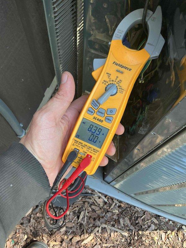 Completed comprehensive BFMA tune-up on 7-year-old air conditioning system per recurring maintenance agreement. Performed standard AC maintenance protocol including inspection of indoor air handler unit located in attic space, noting significant dust and debris accumulation on plenum and blower assembly requiring attention. Accessed outdoor condensing unit and conducted electrical diagnostics using clamp meter, verifying amperage draws and system performance parameters within manufacturer specifications. Cleaned condenser coils, checked refrigerant pressures, inspected electrical connections, and ensured all components operating properly for continued reliable cooling performance.