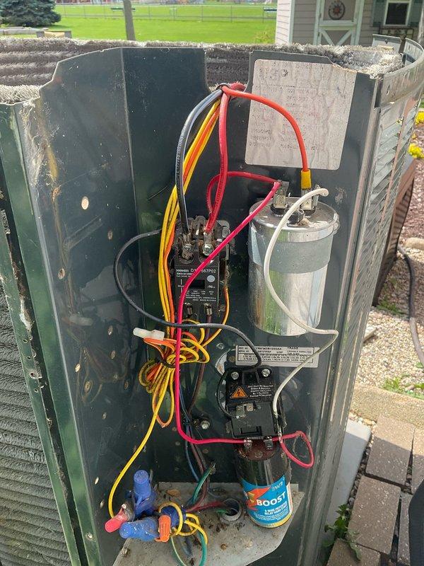 Completed comprehensive BFMA tune-up on 10+ year old air conditioning system. Accessed outdoor condenser unit using specialized key for anti-tamper locks, performed full inspection of electrical components including contactors, relays, and capacitor, verified proper wiring connections, and assessed overall system operation. Inspected basement plumbing and drainage components associated with HVAC system including condensate management equipment and related piping to ensure proper function and drainage capability.