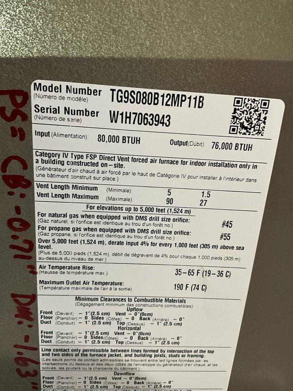 Replaced faulty pressure relief valve on Bradford White water heater to restore proper safety operation. Performed routine AC service maintenance on Amana TG9S080B12MP11B forced air furnace, including filter replacement with new Filterbuy pleated filter. All equipment tested and confirmed operational upon completion.