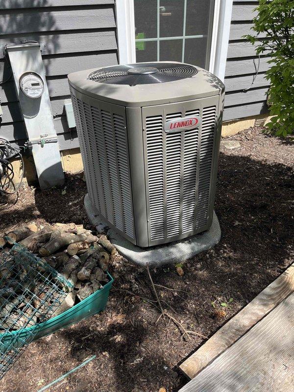 Completed comprehensive air conditioning tune-up on Lennox outdoor condensing unit and indoor evaporator coil assembly. Performed standard maintenance procedures including inspection of evaporator coils, refrigerant lines, electrical connections, and blower motor assembly. Unit operational with all components functioning within normal parameters upon completion of preventative maintenance service.