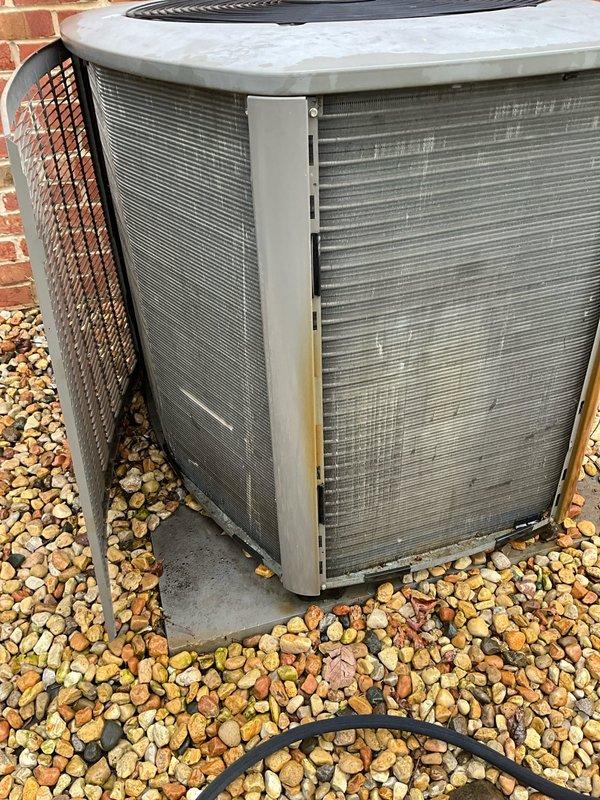 Completed comprehensive BFMA tune-up on 14+ year old residential HVAC system including both indoor furnace unit located in basement utility area and outdoor condensing unit positioned on concrete pad with river rock landscaping. Performed standard maintenance protocol including inspection of ductwork connections, heat exchanger coils, electrical components, and refrigerant lines on both units. All system components were evaluated, cleaned as needed, and confirmed to be operating within normal parameters upon completion of service.