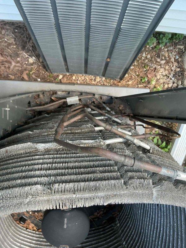 Completed comprehensive BFMA tune-up on outdoor air conditioning unit over 3 years old, including electrical testing with digital multimeter to verify proper voltage and amperage readings at the condenser unit. Performed thorough inspection of evaporator and condenser coils, refrigerant lines, and all electrical connections, replaced #213 air filter, and confirmed system is operating within manufacturer specifications with all components functioning properly.