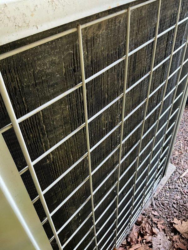 Completed comprehensive BFMA tune-up service on 28+ year old air conditioning system. Performed standard maintenance protocol including inspection of all major components, replaced air filtration media, and thoroughly cleaned heavily soiled condenser coils which exhibited significant dirt and debris accumulation that was restricting airflow and reducing system efficiency. Unit returned to optimal operating condition following service completion.