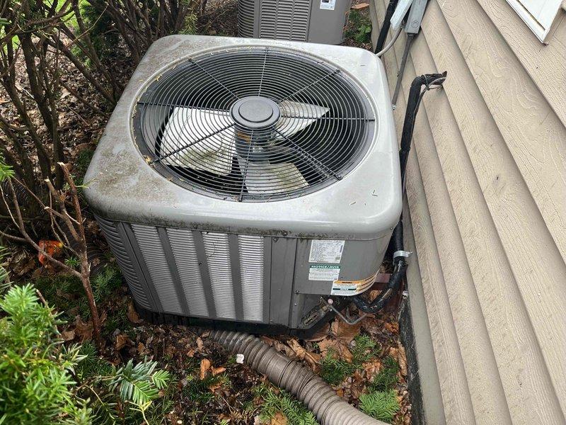 Completed non-member maintenance tune-up on two residential air conditioning systems, both approximately 7 years old. Performed comprehensive inspection of outdoor condensing units, including examination of compressor operation, refrigerant line connections, electrical components, and fan motor performance. Cleaned condenser coils, checked refrigerant levels, verified proper airflow through ventilation grilles, and ensured all mounting hardware remained secure. Both systems operating within normal parameters with no immediate repairs required.