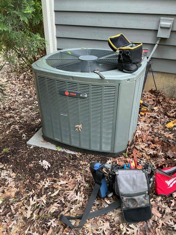 Completed comprehensive BFMA tune-up service on 10-year-old Trane outdoor condensing unit. Performed standard maintenance protocol including inspection of condenser coils, fan motor operation, refrigerant levels, electrical connections, and overall system performance. Unit found to be operating within normal parameters; all components cleaned, tested, and verified for proper seasonal operation.
