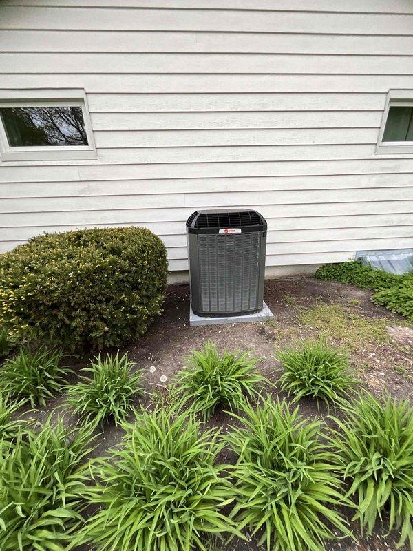 Completed comprehensive BFMA tune-up on residential outdoor air conditioning unit with cylindrical heat exchanger design. Performed standard maintenance procedures including inspection of condenser coils, electrical connections, refrigerant levels, and overall system operation to ensure optimal performance for the cooling season. Unit confirmed operational with all components functioning within manufacturer specifications.
