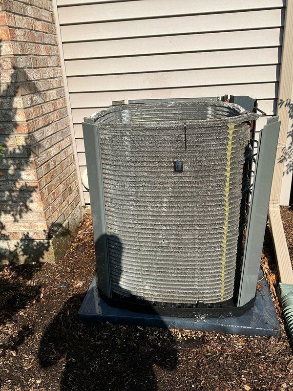 Completed comprehensive BFMA tune-up on 15-year-old residential air conditioning system. Performed full inspection of outdoor condenser unit, including examination of cooling coils, refrigerant line connections, electrical components, and overall unit condition. Verified proper installation on pad, assessed condenser fins for cleanliness and damage, and confirmed adequate clearance from surrounding structure for optimal airflow and system performance.