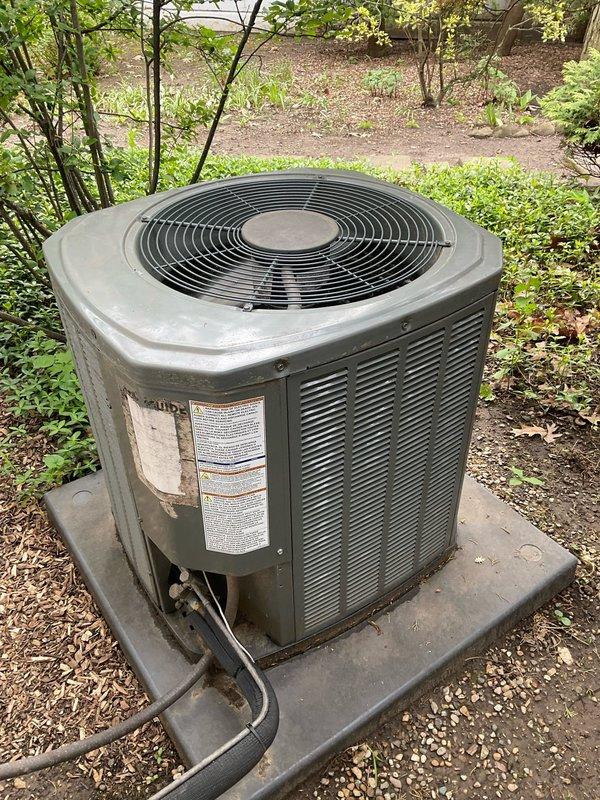 Completed comprehensive BFMA tune-up service on 4-year-old BDP air conditioning system. Performed thorough cleaning of heavily soiled condenser coil which exhibited significant dust and debris accumulation in fins, replaced air filter as part of semi-annual air cleaner maintenance, and conducted full AC system inspection. Unit was found operational with outdoor condensing unit showing normal weathering for age; all routine maintenance tasks completed per BFMA service protocol.