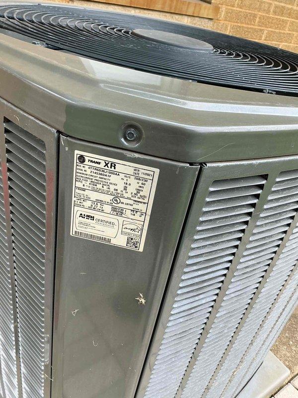 Completed comprehensive BFMA tune-up service on two residential air conditioning systems: a 3-year-old Trane XR condensing unit and a 6-year-old Goodman system. Performed full preventative maintenance protocol including inspection of electrical components, refrigerant levels, condenser coil cleaning, fan motor operation verification, and replaced air filtration media with new AprilAire filter. Both systems tested and operating within manufacturer specifications upon completion.