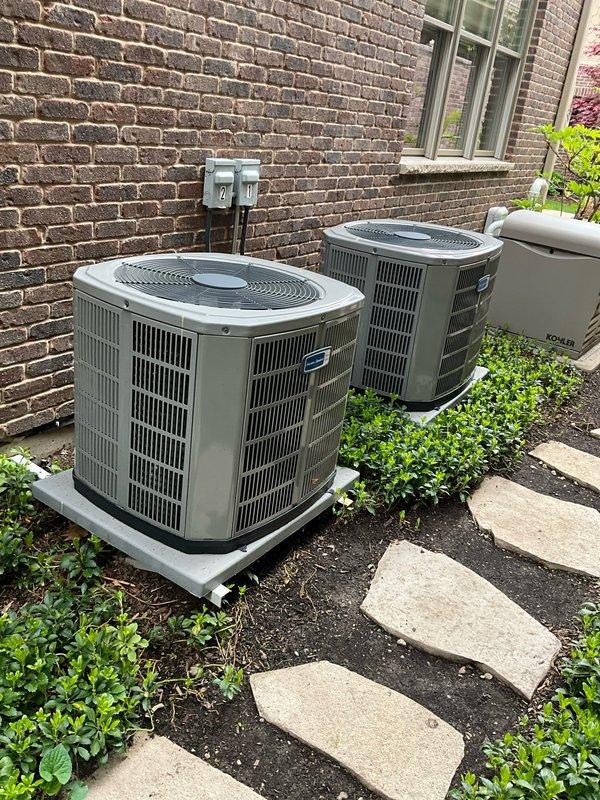 Completed comprehensive BFMA tune-up service on residential HVAC system consisting of three outdoor condenser units and indoor Silver Series air handler. Performed standard maintenance procedures including filter replacement, system inspection, and performance verification on all equipment. All units operational with no deficiencies noted; 10-year-old equipment functioning within normal parameters.