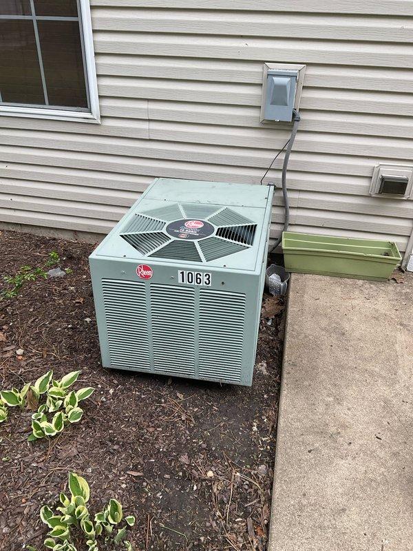 Completed comprehensive AC and furnace tune-up maintenance at residential property. Inspected Rheem outdoor condensing unit, verified proper operation of compressor and condenser fan, and cleaned evaporator coils which showed significant dust and debris accumulation with visible streaking patterns. Checked all electrical connections, refrigerant levels, and system controls to ensure optimal performance for the cooling season.