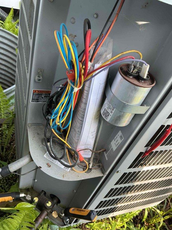 Completed comprehensive BFMA tune-up on 13+ year old Ducane outdoor condensing unit during morning service window. Performed standard maintenance protocol including inspection of capacitor, electrical connections, and refrigerant lines; all components found operational with normal wear consistent with equipment age. Unit tested and confirmed functioning properly upon completion.