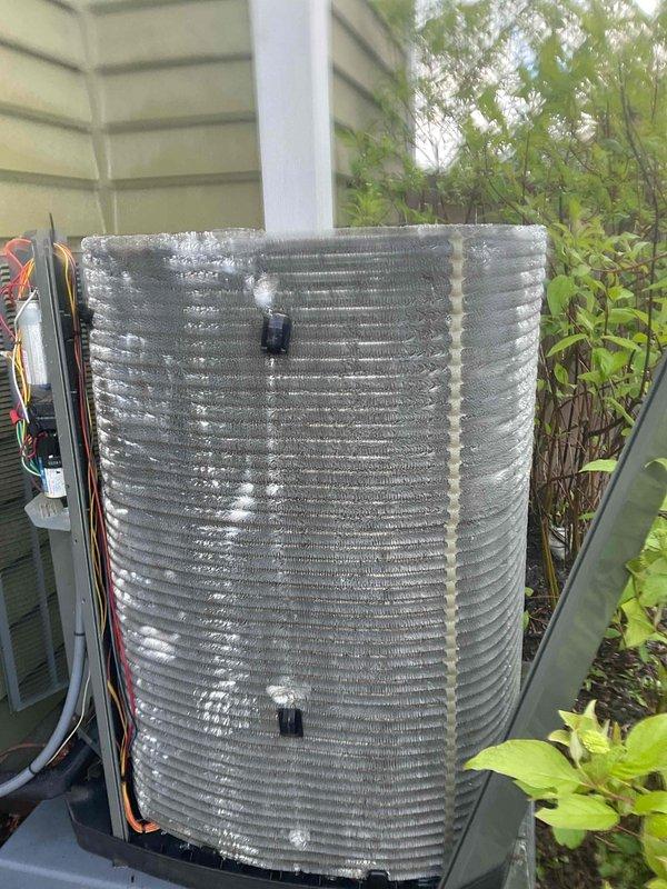 Completed comprehensive BFMA tune-up service on a 4+ year old outdoor air conditioning unit during morning hours. Performed full system inspection including electrical components, capacitor testing, condenser coil evaluation, and verification of all wire connections and safety controls. Unit was found to be in operational condition with all components properly installed and functioning within manufacturer specifications.