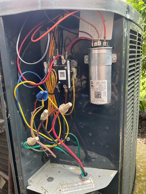 Completed BFMA tune-up on 5-year-old air conditioning system. Performed comprehensive inspection of outdoor condensing unit, including evaluation of evaporator coil which showed moderate dust and debris accumulation on fins, and assessment of electrical components including capacitor, contactor relay, and wiring connections. All components inspected and unit operational upon completion of preventative maintenance service.