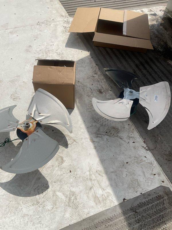 Replaced failed condenser fan motor, blade assembly, and contactor on rooftop unit RTU2E. All replacement parts were available on service vehicle, allowing for immediate repair and restoration of unit operation.