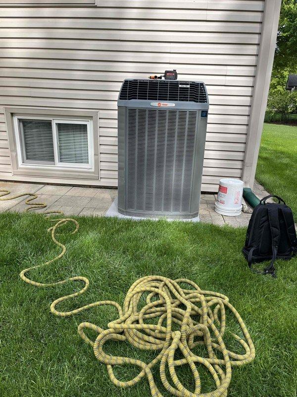 Completed comprehensive BFMA tune-up and preventive maintenance on 2018 Trane air conditioning system. Performed full system inspection including exterior condenser unit evaluation, cleaned coils, checked refrigerant levels, tested electrical connections, and verified proper operation of all components. Interior equipment and mechanical systems were also inspected to ensure optimal performance and efficiency for the cooling season.