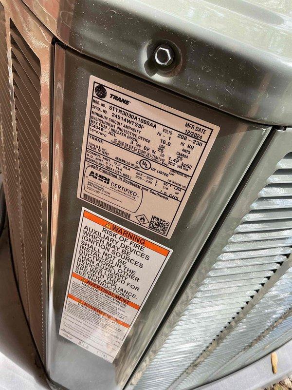 Completed comprehensive BFMA tune-up service on a 5-year-old Trane air conditioning unit, model 2TTR0300A1000AA utilizing R-410A refrigerant. Performed full system inspection, verified electrical connections per wiring diagram, checked refrigerant charge against manufacturer's subcooling chart, cleaned condenser coils, and confirmed all components operating within normal parameters. Unit tested successfully with all safety controls functioning properly.