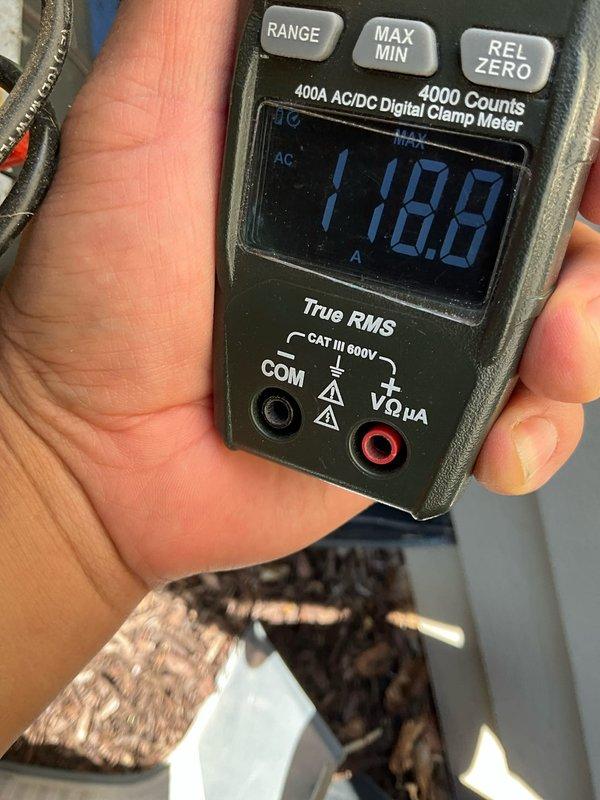 Completed comprehensive BFMA tune-up service on 6+ year old Lennox air conditioning system. Performed full system inspection, electrical diagnostics with clamp meter showing 118.8 amp reading, replaced air filter, verified proper refrigerant levels and airflow through condensing unit. All components operating within manufacturer specifications with no issues identified.
