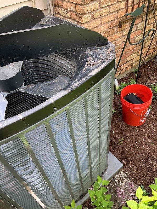 Completed comprehensive BFMA tune-up service on residential Trane air conditioning system. Performed full system inspection including condenser coil cleaning, refrigerant level verification, electrical connection testing, and fan motor operation assessment. Unit showed normal wear for age with minor surface oxidation on cabinet; all components operating within manufacturer specifications and system ready for cooling season.