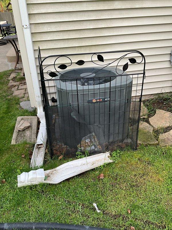 Completed BFMA tune-up service on a 9-year-old Trane XL80 furnace and associated outdoor air conditioning unit. Performed comprehensive system inspection, replaced air filter, verified proper airflow through pleated media filter, and inspected outdoor condenser unit with decorative fence enclosure. All components operating within normal parameters with no deficiencies noted at time of service.