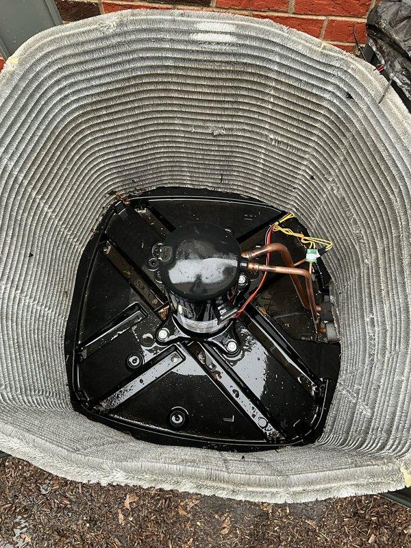 Completed comprehensive BFMA tune-up on residential air conditioning system, including thorough inspection of outdoor condenser unit and indoor air handler components. Inspected blower wheel assembly, verified proper blade alignment and mounting, checked all electrical connections and refrigerant lines at compressor, and confirmed fan grille protection system is secure. All components found operating within normal parameters with no immediate service needs identified.