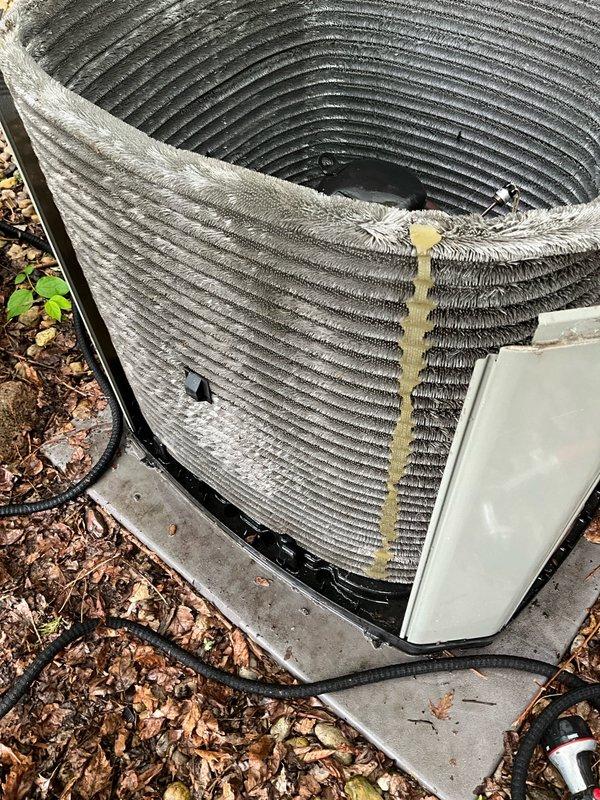 Performed comprehensive BFMA tune-up on 11+ year old air conditioning system during afternoon service window. Upon arrival, found outdoor condenser unit heavily contaminated with cottonwood seeds, dirt, and organic debris significantly restricting airflow through coil fins. Thoroughly cleaned condenser coils to restore proper heat transfer efficiency and airflow capacity. Performed electrical diagnostics using clamp meter, recording amperage readings to verify compressor operation within manufacturer specifications. Inspected capacitor, wiring connections, and refrigerant lines for proper condition and secure terminations. System operational and performing efficiently following tune-up completion.