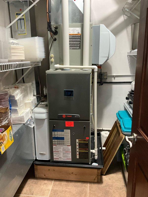 Completed comprehensive BFMA tune-up service on two air conditioning systems, including a 17+ year old Trane air handler unit located in the basement utility area. Performed standard maintenance procedures including inspection of all mechanical components, refrigerant lines, ductwork connections, and thermostat functionality. All systems tested and operating within normal parameters upon completion.