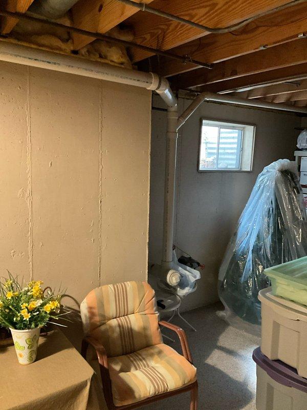 Responded to call for foreign object removal from toilet after washcloth was accidentally flushed. Upon arrival, accessed basement plumbing system to locate affected drainage line. Inspected exposed PVC waste pipe system running through basement ceiling joists to determine blockage location and assess accessibility for extraction. Successfully removed lodged washcloth from toilet drain line, restoring proper flush function and drainage flow. Verified system operation with multiple test flushes to confirm complete clearance and proper water flow through waste line.