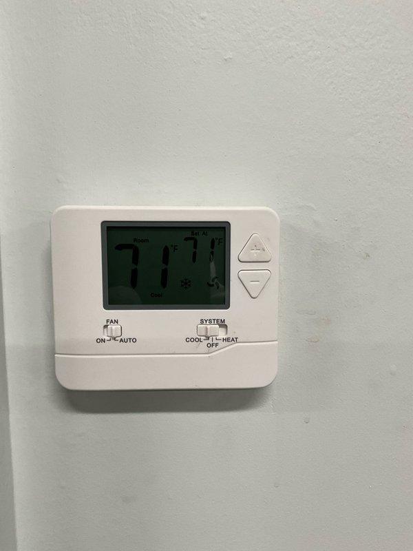 Completed commercial preventative maintenance tune-up on two rooftop units at the facility. Performed standard inspection procedures including checking thermostat operation, verifying system controls, and assessing overall equipment condition. Noted heavy dirt and debris accumulation on evaporator coil fins with compromised insulation, which may impact system efficiency and cooling capacity if not addressed.