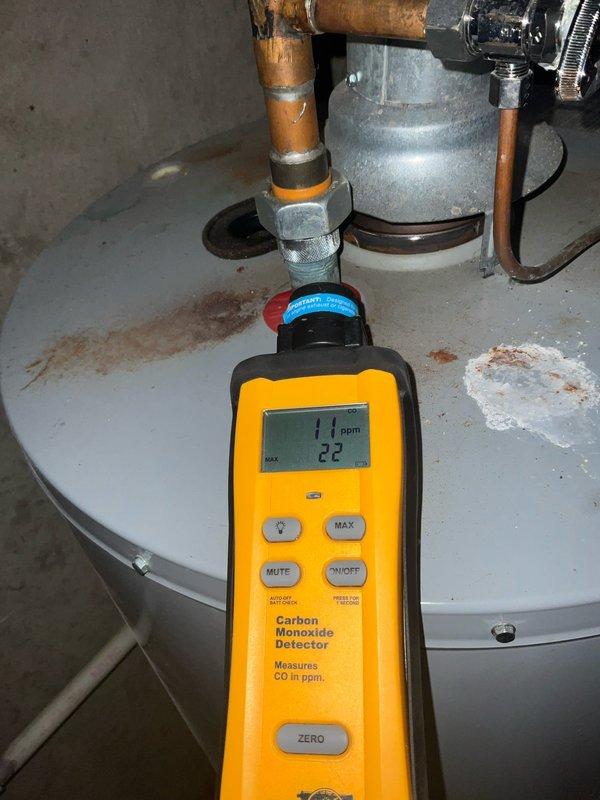 Completed comprehensive BFMA tune-up service on residential HVAC system with 6-year-old equipment. Performed full inspection and maintenance of outdoor condenser unit, verifying proper operation of compressor, fan motor, and condenser coil condition. Conducted combustion analysis and carbon monoxide safety testing on water heater, recording readings of 11 ppm CO with maximum level of 22 ppm, confirming safe operation within acceptable parameters. All systems tested and operating within manufacturer specifications.