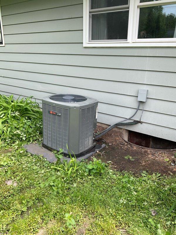 Responded to no cooling call at residential property. Upon arrival, found outdoor condensing unit not receiving power. Diagnosed failed disconnect switch at exterior electrical box. Replaced faulty disconnect, restored power to unit, and verified system operation. Condensing unit now running properly with normal amperage draw. Tested thermostat communication and confirmed cooling cycle engagement. System operating within manufacturer specifications.