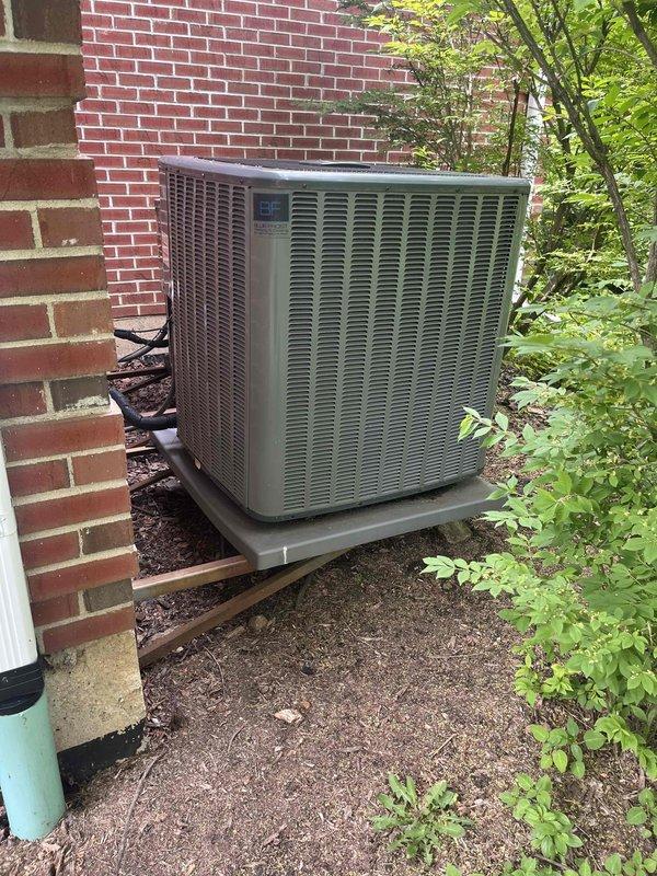 Completed comprehensive BFMA tune-up service on residential air conditioning system with equipment age of 4+ years. Performed standard maintenance protocol on outdoor condenser unit located on exterior concrete pad, including inspection of unit components, verification of proper airflow through louvered grilles, and assessment of electrical connections and refrigerant lines. Unit found to be in good operational condition with no immediate concerns noted; all systems functioning within normal parameters upon completion of tune-up procedures.