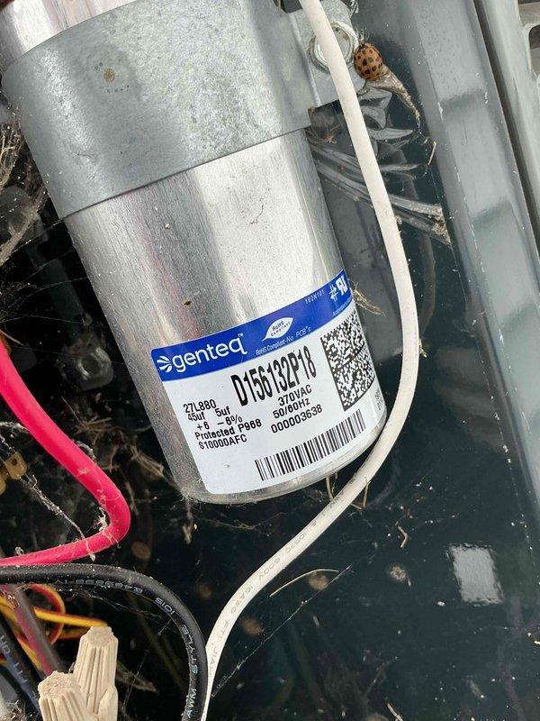 Completed comprehensive Blue Frost Membership Advantage tune-up on residential HVAC system. Performed full system inspection including blower assembly and motor components, documenting Genteq motor model D15C020A020 (208-230V, 50/60Hz) with visible corrosion on mounting brackets and hardware requiring monitoring for future replacement. All electrical connections, wiring, and capacitor tested and verified operational; system cleaned and returned to service in proper working condition.