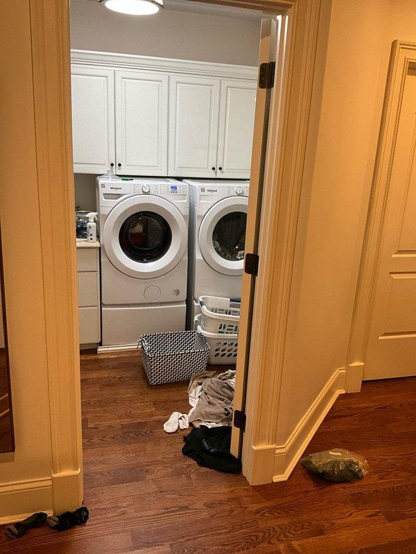 Conducted on-site assessment for laundry room reconfiguration to stack two side-by-side washer and dryer sets vertically. Evaluated existing gas line routing and water supply plumbing connections behind appliances, including flexible supply hoses and drainage requirements. Provided estimate for gas piping modifications and plumbing alterations necessary to accommodate vertical stacking configuration.