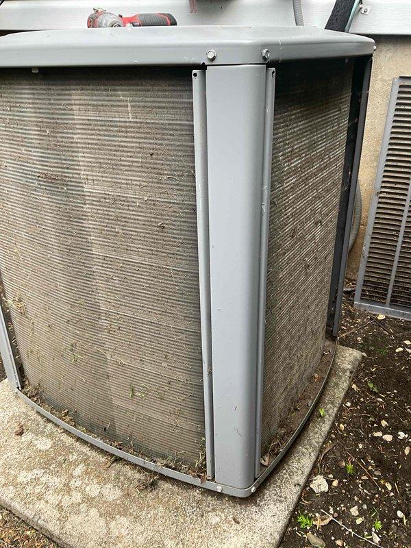 Completed comprehensive BFMA tune-up service on an 8-year-old outdoor AC unit. Upon arrival, conducted full system inspection and found both mesh grilles heavily clogged with accumulated dust, dirt, and debris causing restricted airflow. Performed thorough cleaning of exterior condenser coils and protective mesh panels to restore proper ventilation and system efficiency. Completed all standard preventive maintenance checklist items including electrical connections inspection, refrigerant level verification, and operational testing to ensure optimal performance.