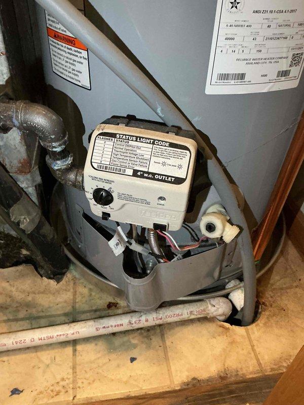 Responded to callback for gas water heater that was inadvertently left in the off position following previous service visit. Upon arrival, verified unit was not operating and pilot light was extinguished. Relit pilot light, turned gas control valve to on position, and verified proper ignition of main burner. Confirmed blue flame pattern through viewing window indicating correct combustion. Verified unit returned to normal heating operation with no issues.
