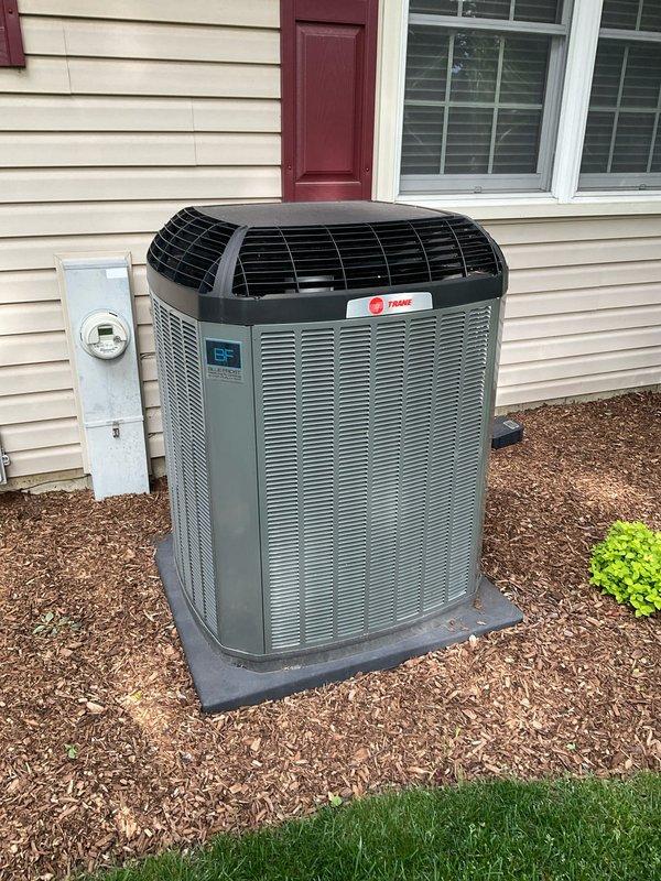 Completed comprehensive BFMA tune-up on 6+ year old Trane air conditioning system. Performed standard maintenance protocol including inspection of condenser unit, verification of refrigerant levels, cleaning of coils, testing of electrical components, and assessment of overall system operation. Unit found to be in good working condition with no immediate repairs required; all components functioning within normal parameters.