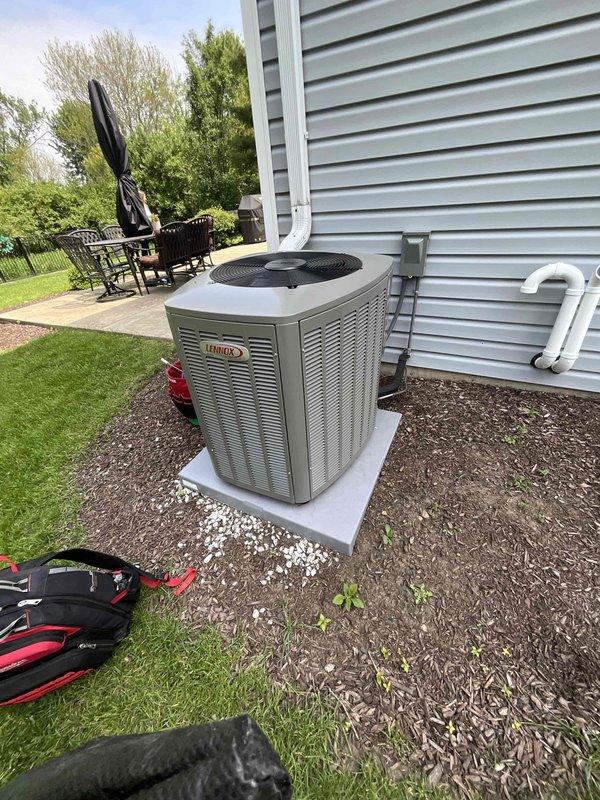 Completed comprehensive BFMA tune-up service on a 6-month-old Lennox residential air conditioning system. Performed full preventive maintenance inspection including condenser unit evaluation, fan assembly examination, and visual assessment of all exterior components, refrigerant line sets, and electrical connections. All equipment found operating within normal parameters with no deficiencies noted; system confirmed ready for cooling season operation.