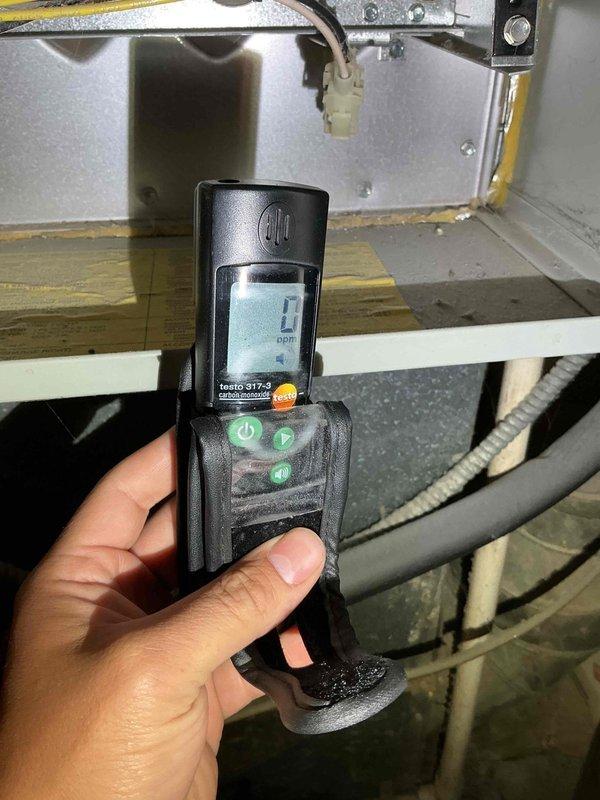 Completed comprehensive air conditioning tune-up including full system inspection and safety testing. Performed carbon monoxide testing at HVAC equipment with detector confirming safe 0 ppm readings in mechanical space. Inspected all accessible components, connections, and operational controls to ensure proper system function and compliance with municipal requirements.
