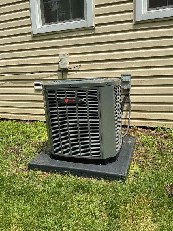Completed comprehensive BFMA tune-up service on a 7+ year old Trane air conditioning system. Performed standard maintenance procedures on both indoor and outdoor units, including inspection of the outdoor condenser unit, refrigerant line set, electrical connections, and wall-mounted Trane touchscreen thermostat. All components were found to be in good operational condition with system operating within manufacturer specifications.