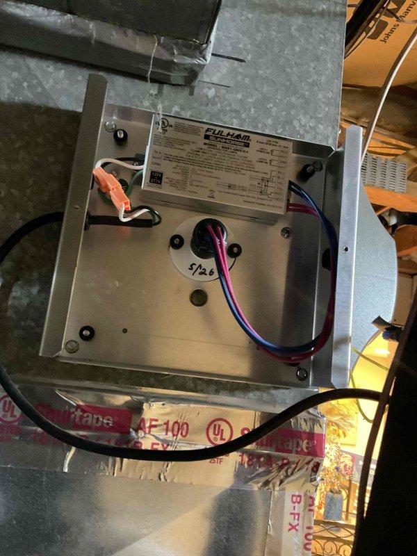 Completed UV bulb replacement for HVAC system. Accessed attic-mounted air handler unit, removed existing UV lamp assembly, and installed new UV bulb with proper electrical connections verified. System tested and confirmed operational upon completion.