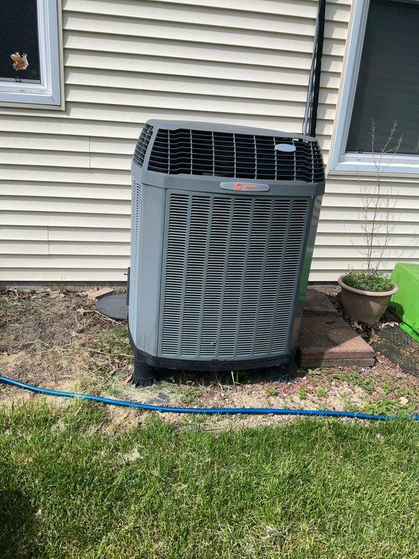 Completed comprehensive BFMA tune-up on 16+ year old Trane air conditioning system. Performed thorough cleaning of heavily soiled condenser coils which showed significant dirt, dust, and debris buildup restricting airflow through heat exchange fins. Conducted standard maintenance procedures including system inspection, performance testing, and verification of proper operation to ensure optimal efficiency for the cooling season.
