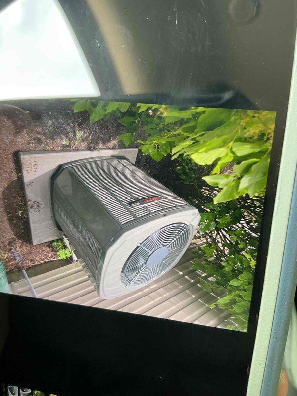 Completed comprehensive BFMA tune-up service on a 7-year-old outdoor heat pump unit. Performed full system inspection, cleaned condenser coils with visible dust and debris accumulation, checked refrigerant levels and copper line connections, inspected fan motor operation, and verified electrical components and connections. Unit tested and operating within normal parameters upon completion.