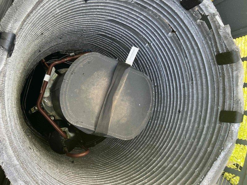 Completed comprehensive BFMA tune-up service on 10-month-old residential air conditioning system. Performed full system inspection of outdoor condensing unit, including examination of condenser coil, refrigerant lines, electrical connections, and compressor assembly. Verified proper operation of all components, checked refrigerant line insulation integrity, and inspected copper tubing connections for signs of wear or leakage. Documented equipment condition with photographic records showing clean condenser coil with proper airflow clearance and all electrical wiring properly secured. Unit operating within normal parameters with no immediate service needs identified.