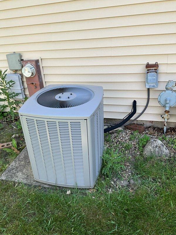 Performed comprehensive BFMA tune-up on residential air conditioning system aged 3+ years. Completed full inspection of outdoor condenser unit, verified proper operation of compressor and fan motor, checked refrigerant lines and electrical connections at disconnect box, and ensured all components were functioning within manufacturer specifications. System tested successfully with no issues identified during maintenance visit.