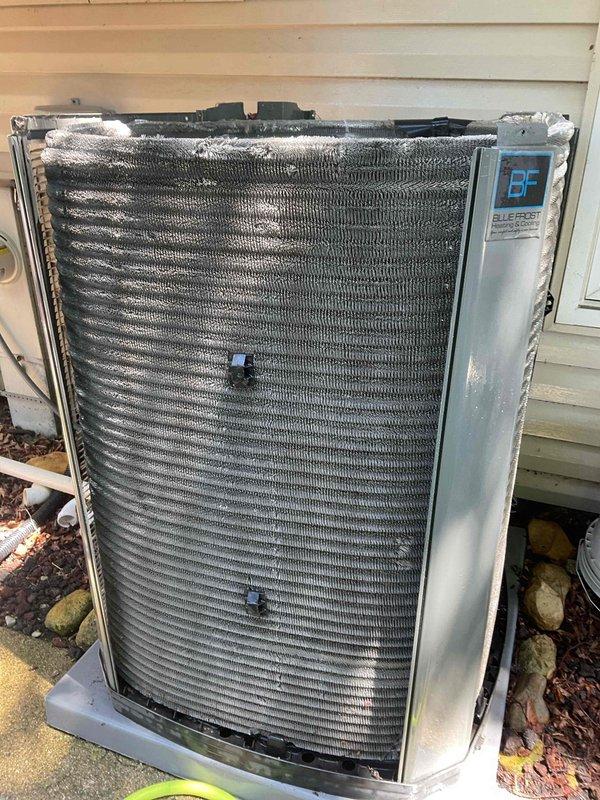 Completed comprehensive BFMA tune-up service on 3+ year old air conditioning system. Performed standard maintenance protocol including inspection of outdoor condenser unit with verification of coil condition and clearance from debris, evaluated indoor air filter showing moderate dust accumulation and discoloration requiring monitoring, and conducted full system performance assessment. All components operational with unit running within normal parameters upon completion.