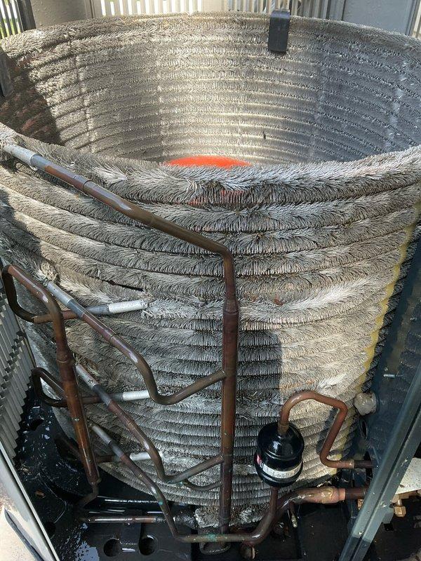 Completed comprehensive BFMA tune-up on 13+ year old residential air conditioning system. Performed full system inspection including condenser unit evaluation, refrigerant line assessment, and internal coil examination. All components were inspected, cleaned, and tested to ensure optimal performance and efficiency for the cooling season.